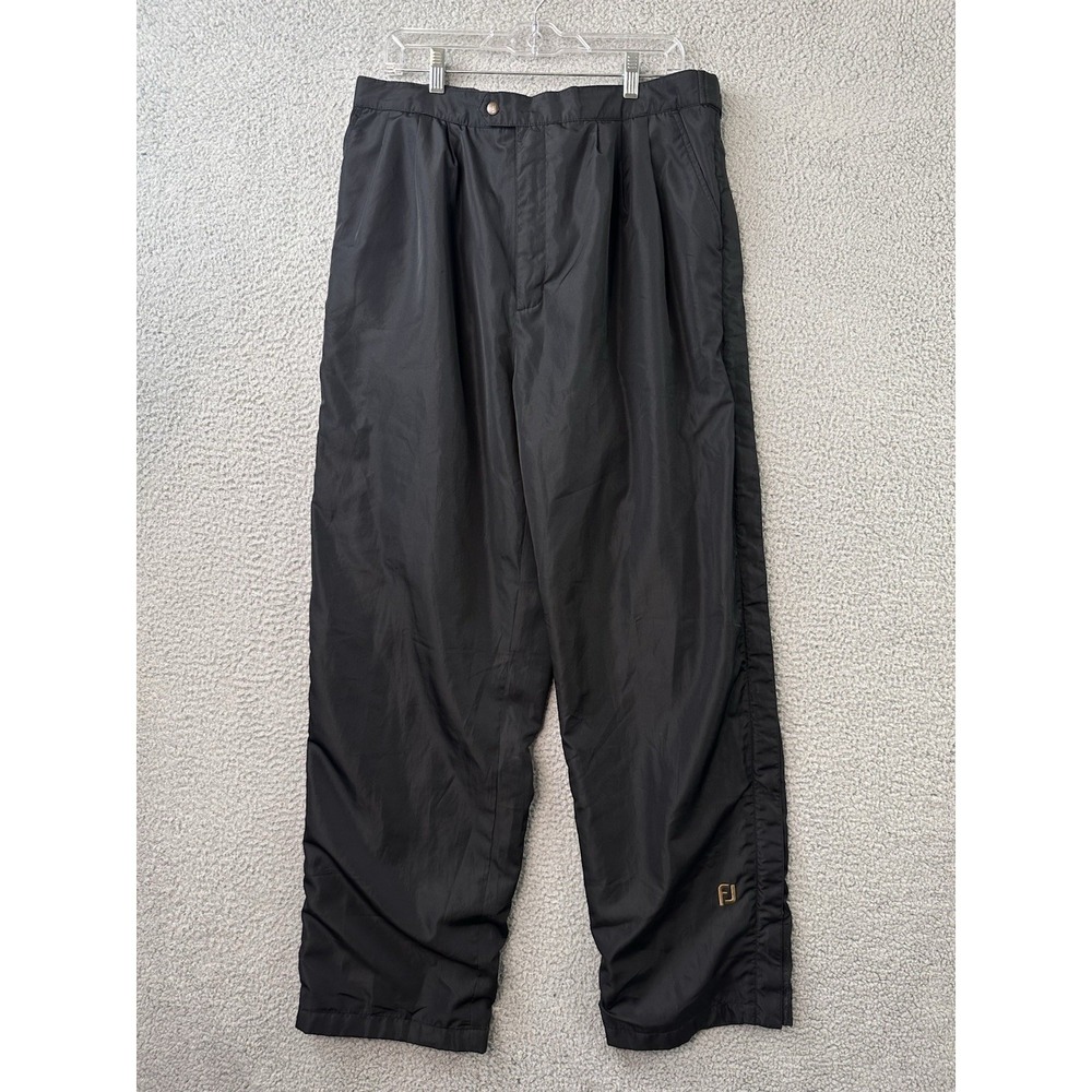 DryJoys FootJoy Golf Rain Pants Mens XL Black Zip Sides Elastic Waist Pockets
